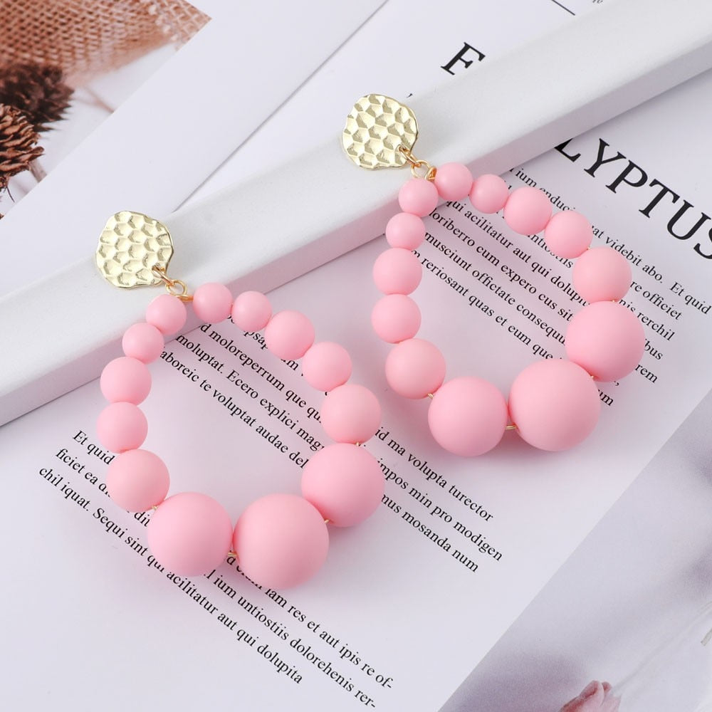 Bohemian Color Bead Hyperbol Earrings