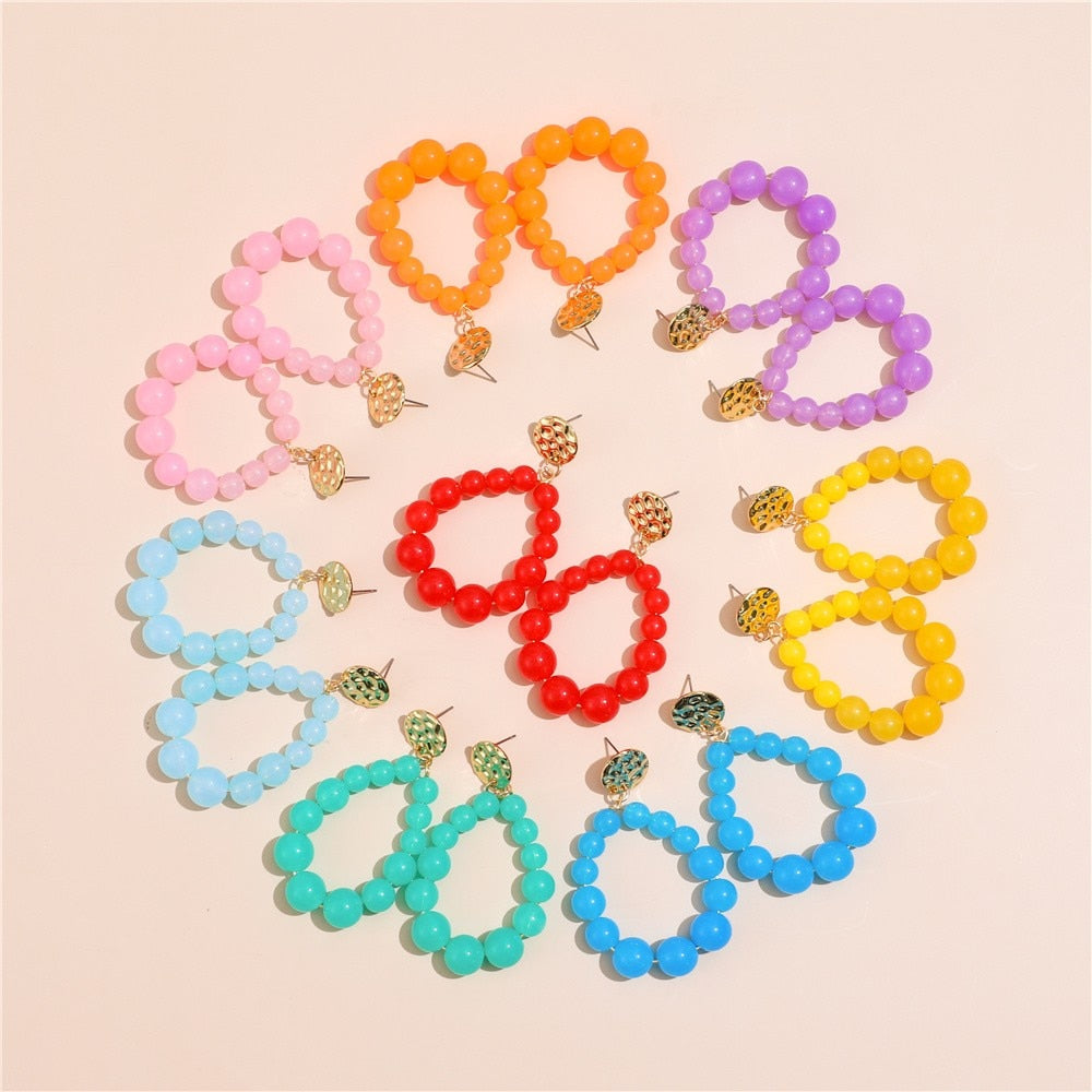 Bohemian Color Bead Hyperbol Earrings