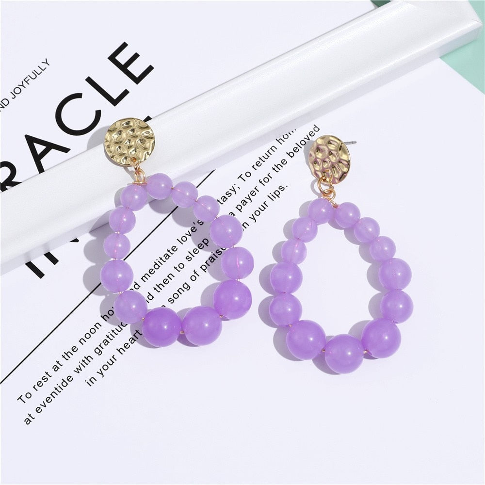 Bohemian Color Bead Hyperbol Earrings