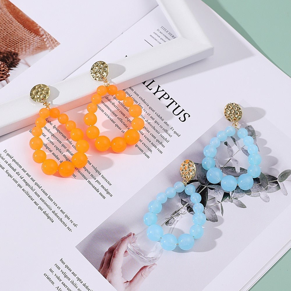 Bohemian Color Bead Hyperbol Earrings