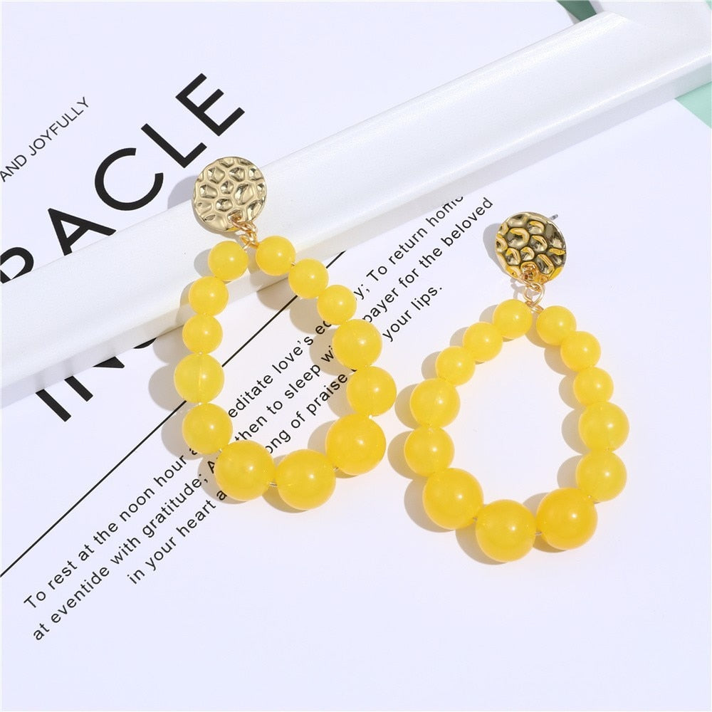 Bohemian Color Bead Hyperbol Earrings