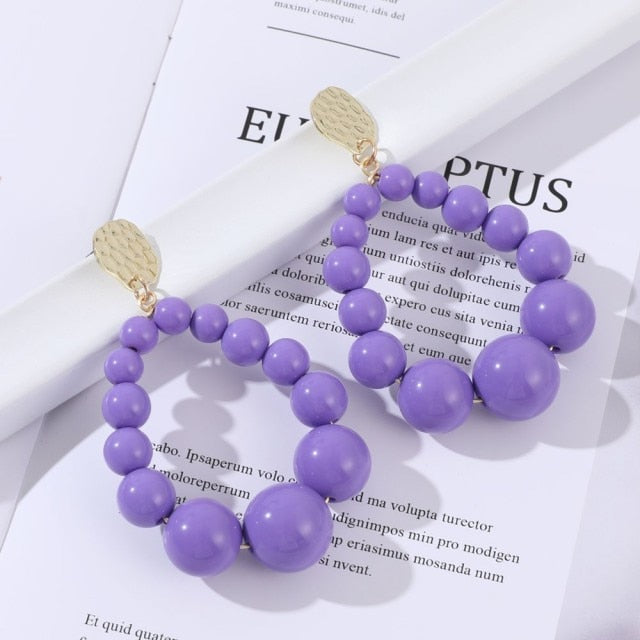 Bohemian Color Bead Hyperbol Earrings