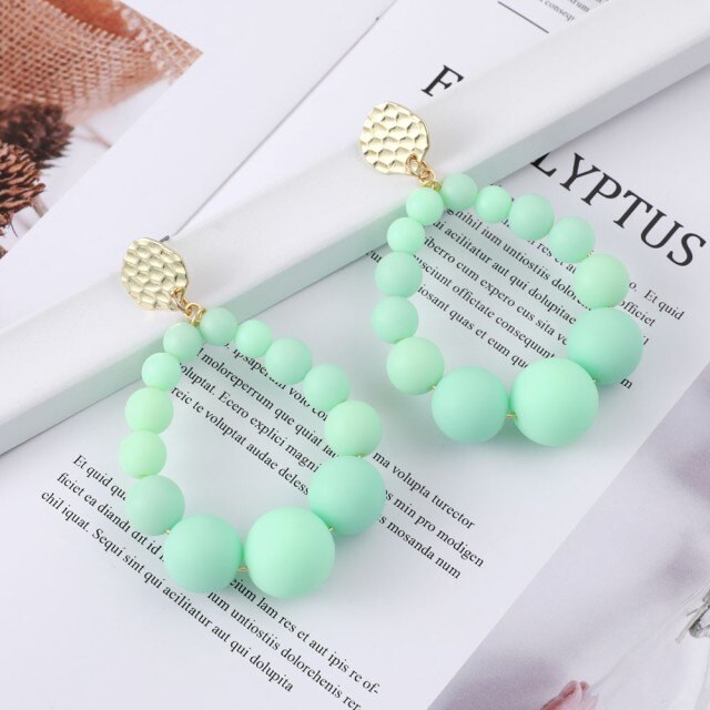 Bohemian Color Bead Hyperbol Earrings