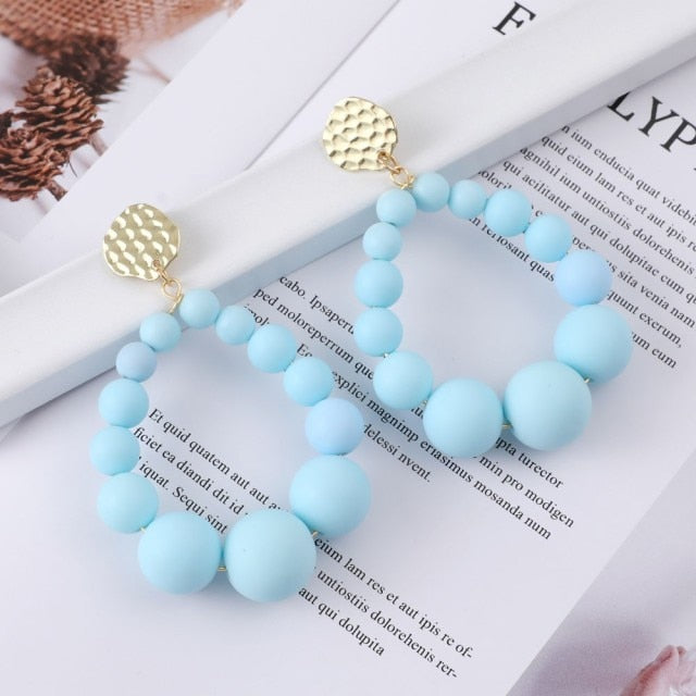 Bohemian Color Bead Hyperbol Earrings