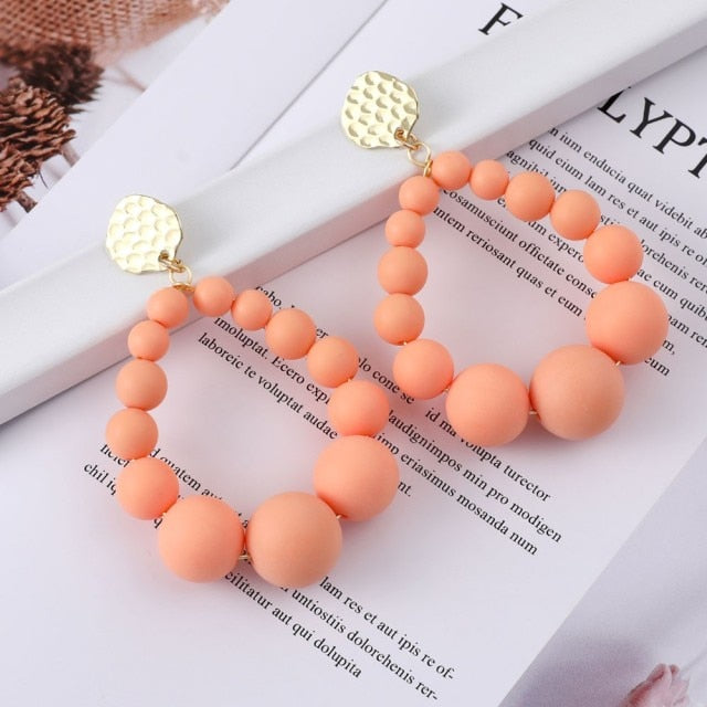 Bohemian Color Bead Hyperbol Earrings