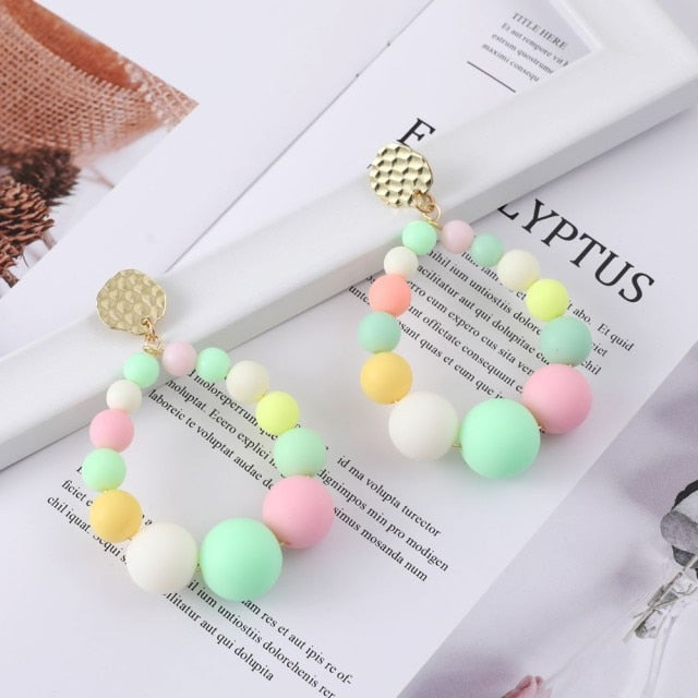 Bohemian Color Bead Hyperbol Earrings