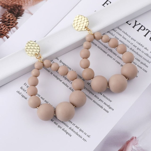 Bohemian Color Bead Hyperbol Earrings