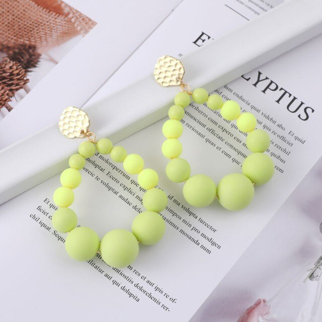 Bohemian Color Bead Hyperbol Earrings