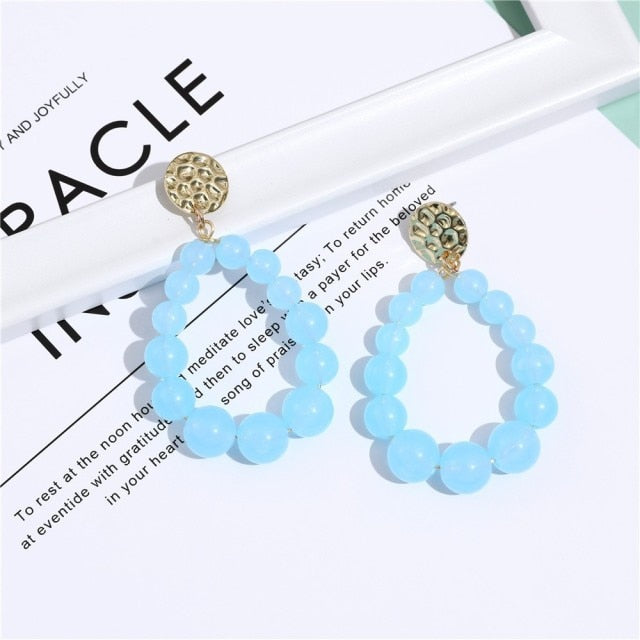 Bohemian Color Bead Hyperbol Earrings
