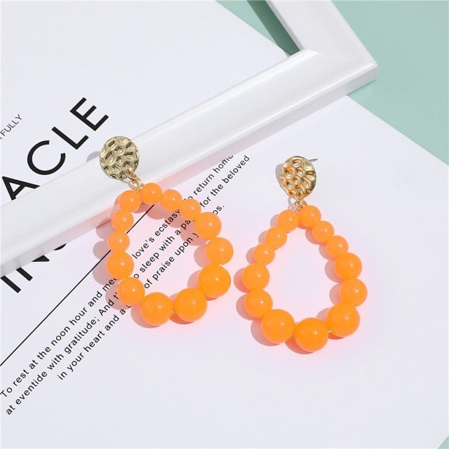 Bohemian Color Bead Hyperbol Earrings