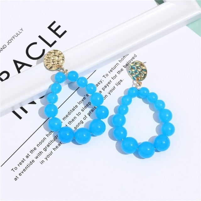Bohemian Color Bead Hyperbol Earrings