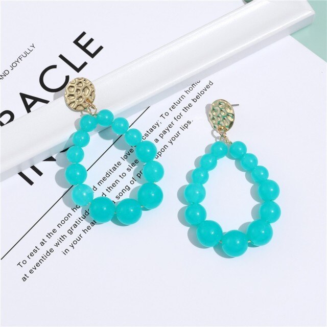 Bohemian Color Bead Hyperbol Earrings