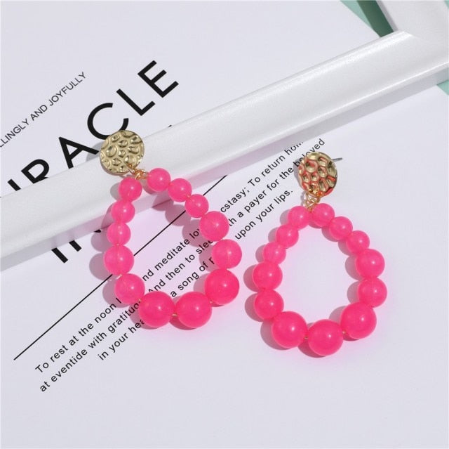 Bohemian Color Bead Hyperbol Earrings