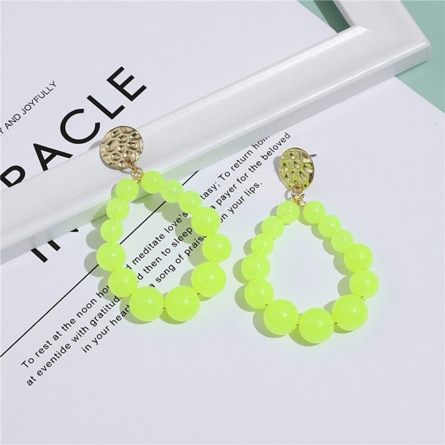Bohemian Color Bead Hyperbol Earrings