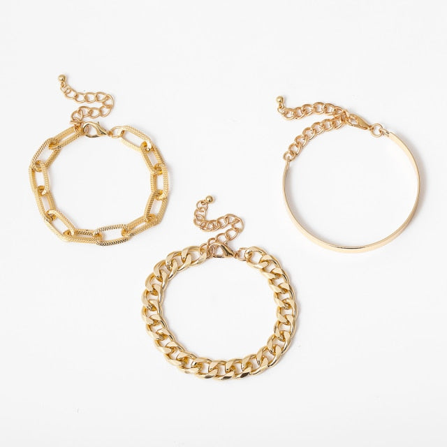 5Pcs/Set Bohemian Punk Cuban Chain Bracelets Set