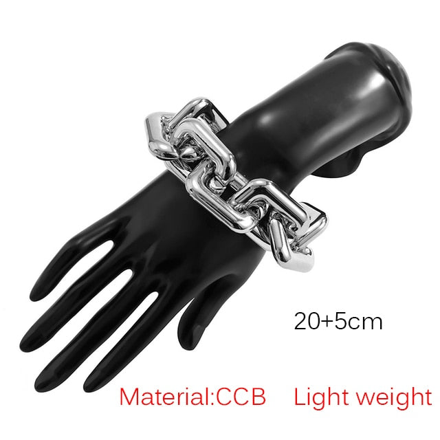 Exaggerated Geometric Square Twisted Thick Link Chain Bracelet