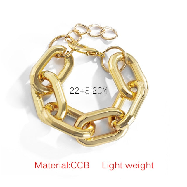 Exaggerated Geometric Square Twisted Thick Link Chain Bracelet