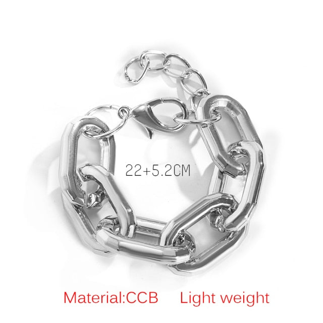 Exaggerated Geometric Square Twisted Thick Link Chain Bracelet