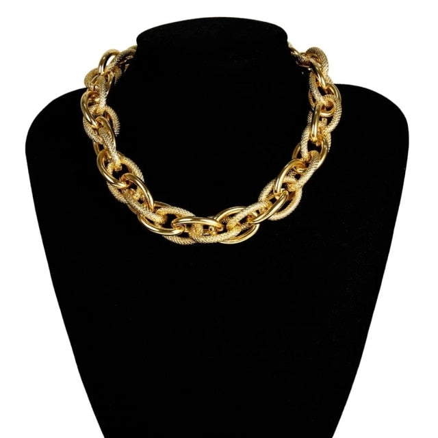 Punk Hip Hop Curb Cuban Twisted Choker Necklace