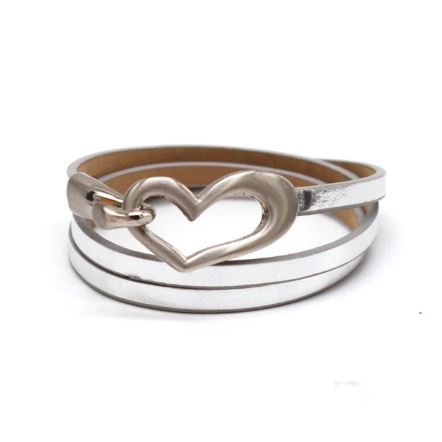 Newest Design Black Simple love Leather Charms Bracelet for Women