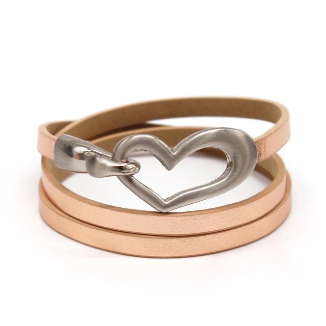 Newest Design Black Simple love Leather Charms Bracelet for Women