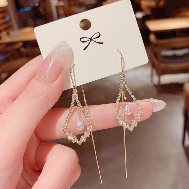Shine Crystal Hollow Gold Color Round Circle Earring