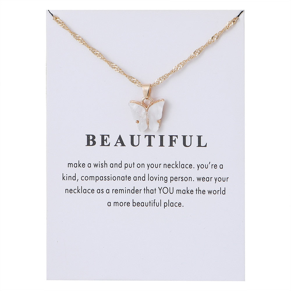 Korean Acrylic Cute Butterfly Pendant Necklace