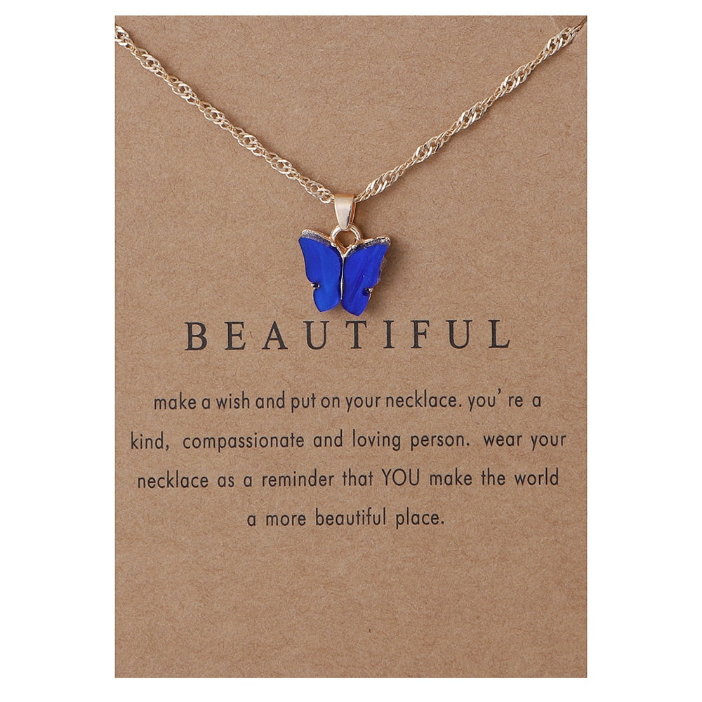 Korean Acrylic Cute Butterfly Pendant Necklace