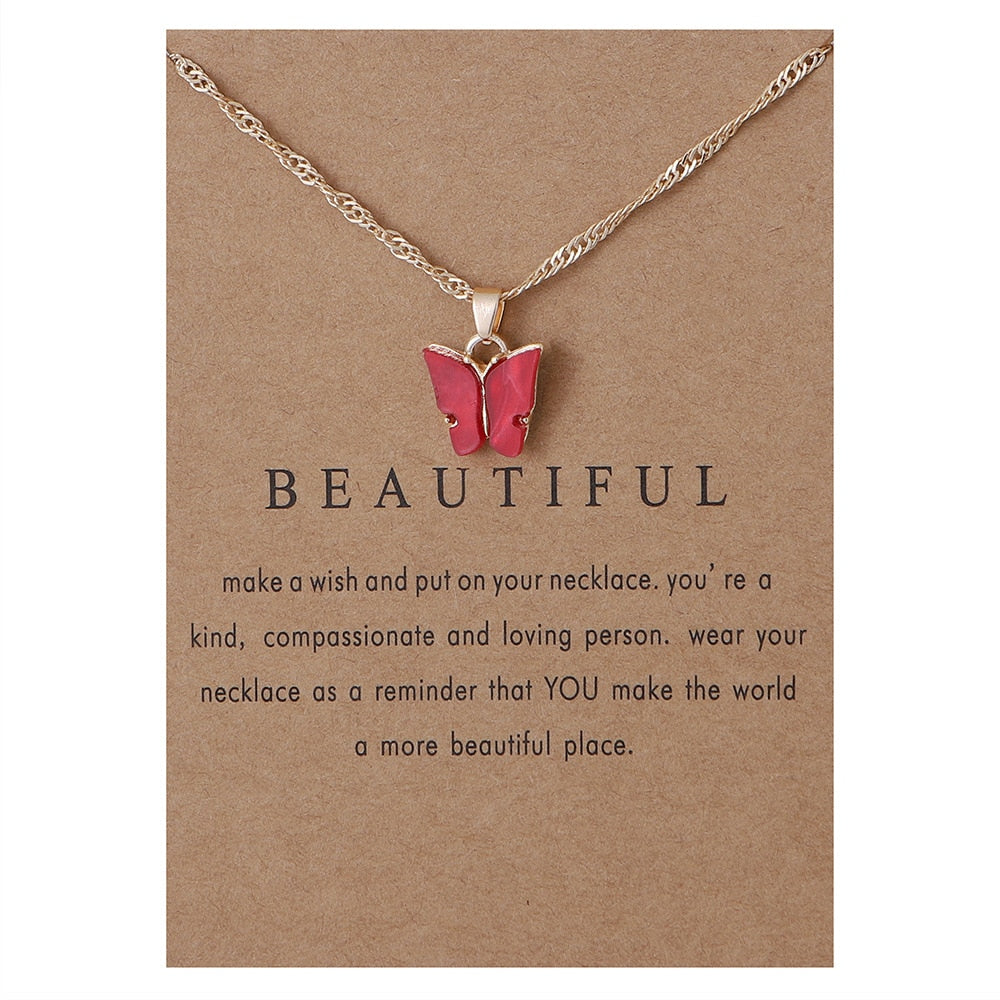 Korean Acrylic Cute Butterfly Pendant Necklace