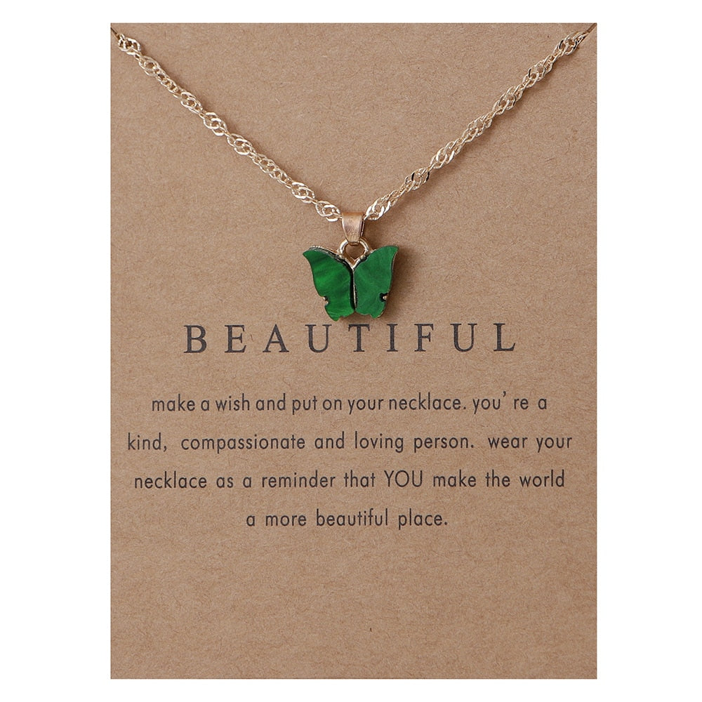 Korean Acrylic Cute Butterfly Pendant Necklace