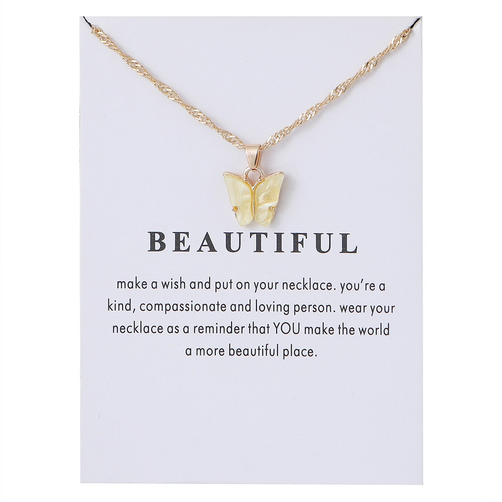 Korean Acrylic Cute Butterfly Pendant Necklace