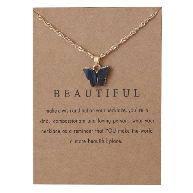 Korean Acrylic Cute Butterfly Pendant Necklace