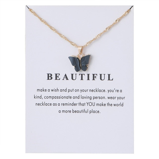Korean Acrylic Cute Butterfly Pendant Necklace