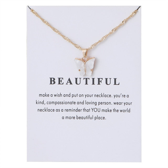 Korean Acrylic Cute Butterfly Pendant Necklace