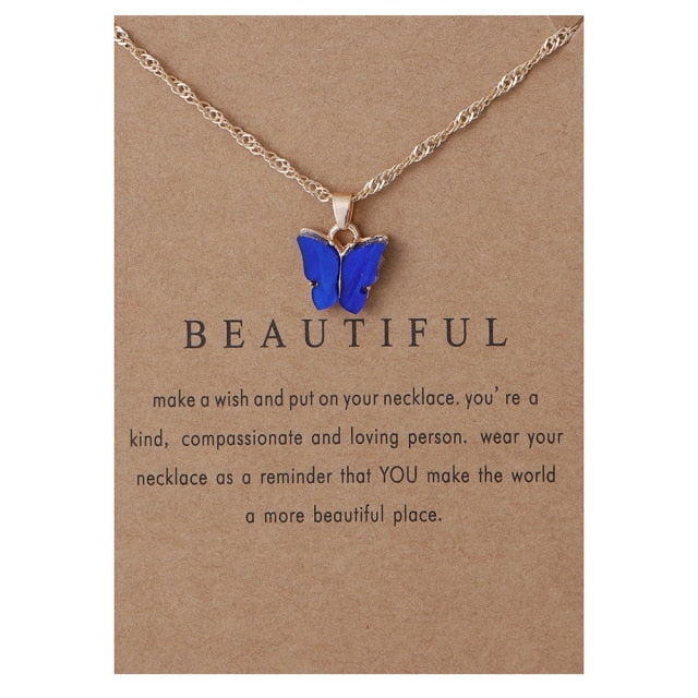 Korean Acrylic Cute Butterfly Pendant Necklace