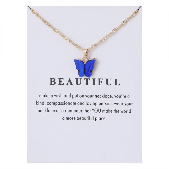 Korean Acrylic Cute Butterfly Pendant Necklace