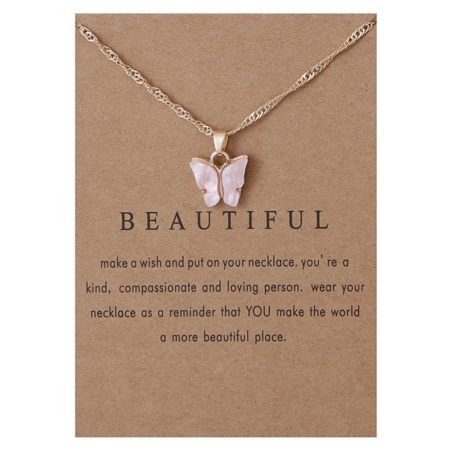 Korean Acrylic Cute Butterfly Pendant Necklace