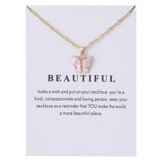 Korean Acrylic Cute Butterfly Pendant Necklace