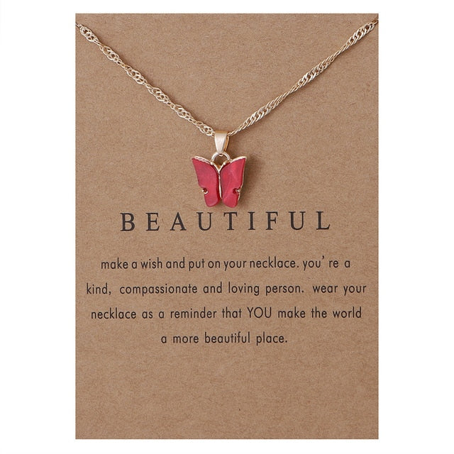 Korean Acrylic Cute Butterfly Pendant Necklace