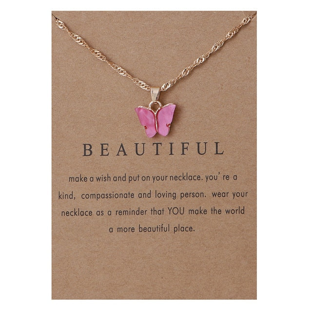 Korean Acrylic Cute Butterfly Pendant Necklace