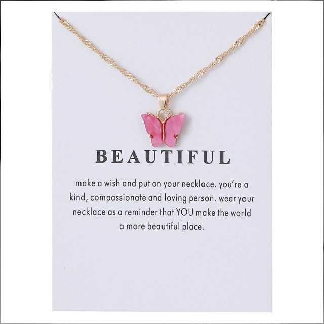 Korean Acrylic Cute Butterfly Pendant Necklace