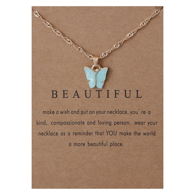 Korean Acrylic Cute Butterfly Pendant Necklace