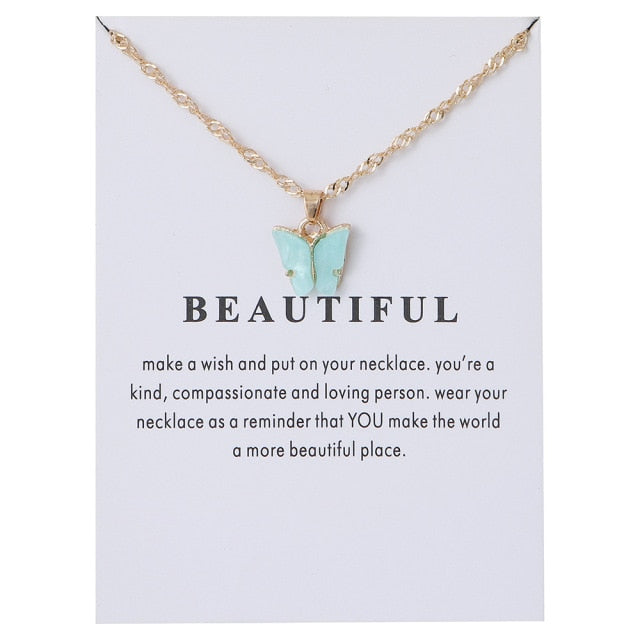 Korean Acrylic Cute Butterfly Pendant Necklace