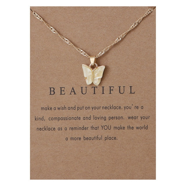 Korean Acrylic Cute Butterfly Pendant Necklace