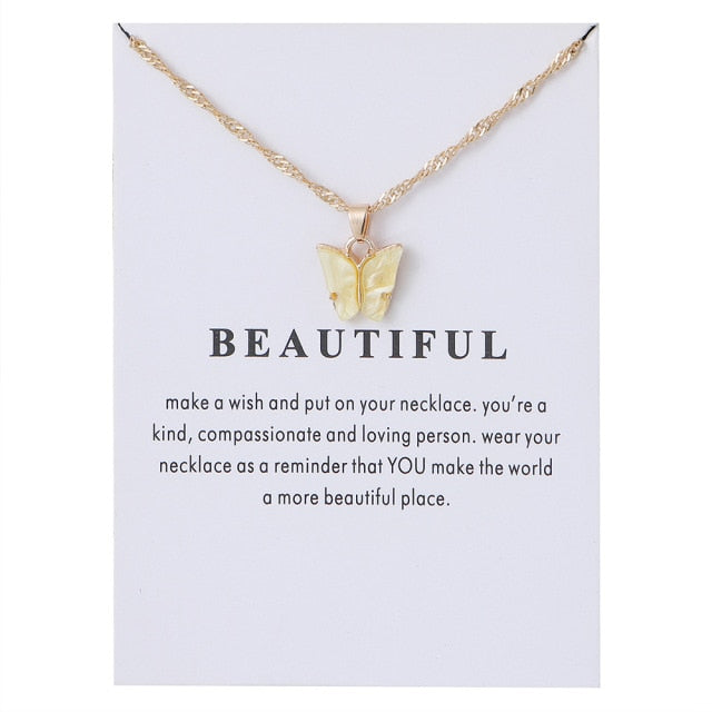 Korean Acrylic Cute Butterfly Pendant Necklace
