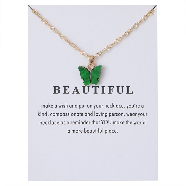 Korean Acrylic Cute Butterfly Pendant Necklace