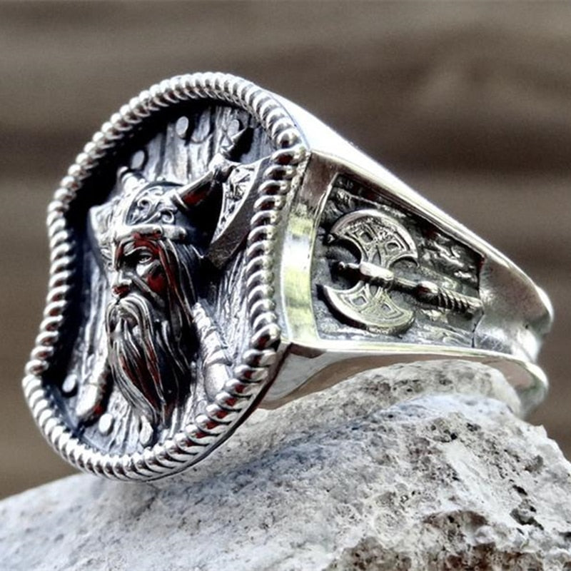 Viking 316L Stainless Steel  Thor Hammer Double Axe Rings