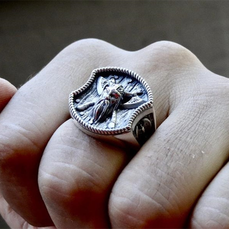 Viking 316L Stainless Steel  Thor Hammer Double Axe Rings