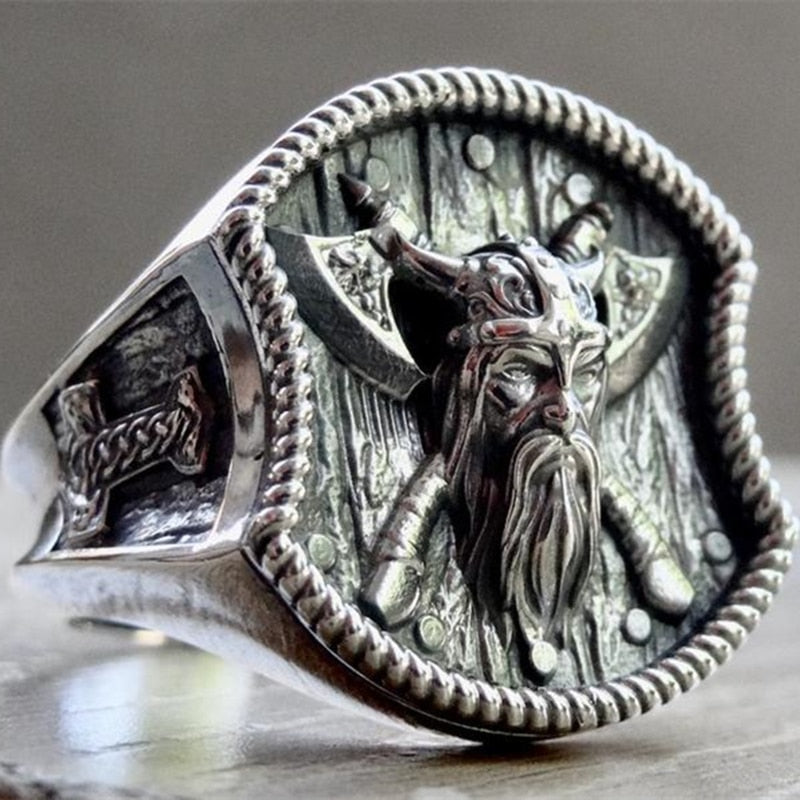 Viking 316L Stainless Steel  Thor Hammer Double Axe Rings