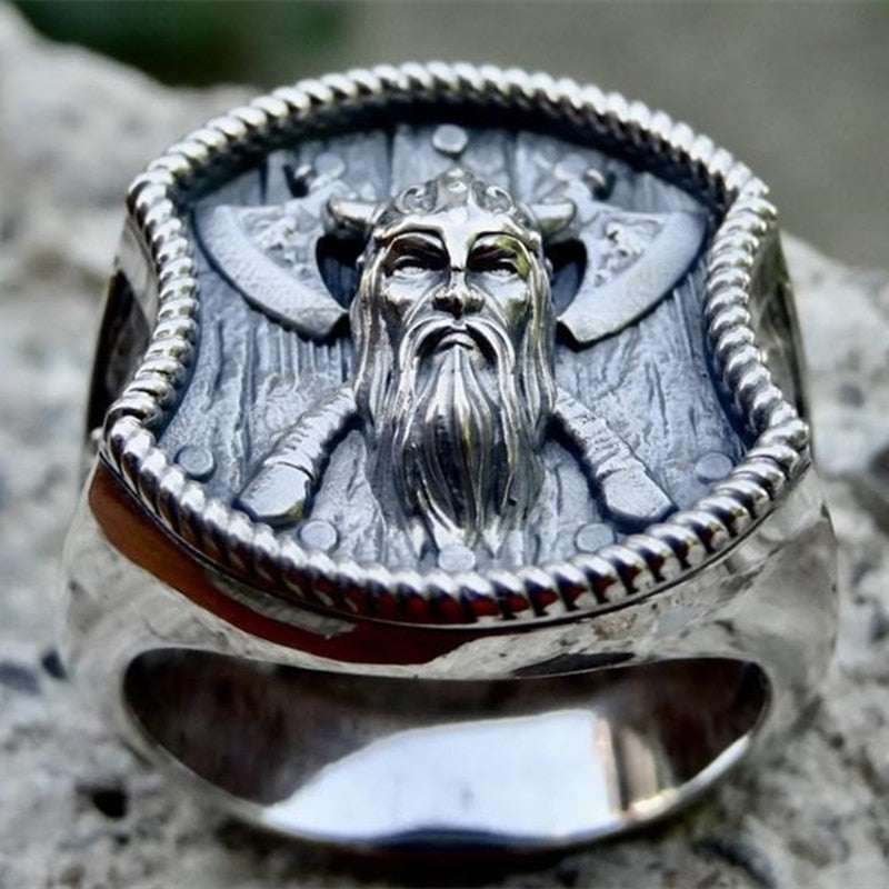 Viking 316L Stainless Steel  Thor Hammer Double Axe Rings